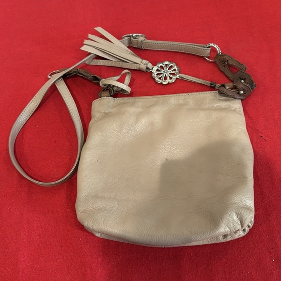 Brighton leather Tan and Brown Crossbody Bag with Tassel Detail - Picture 6 of 6